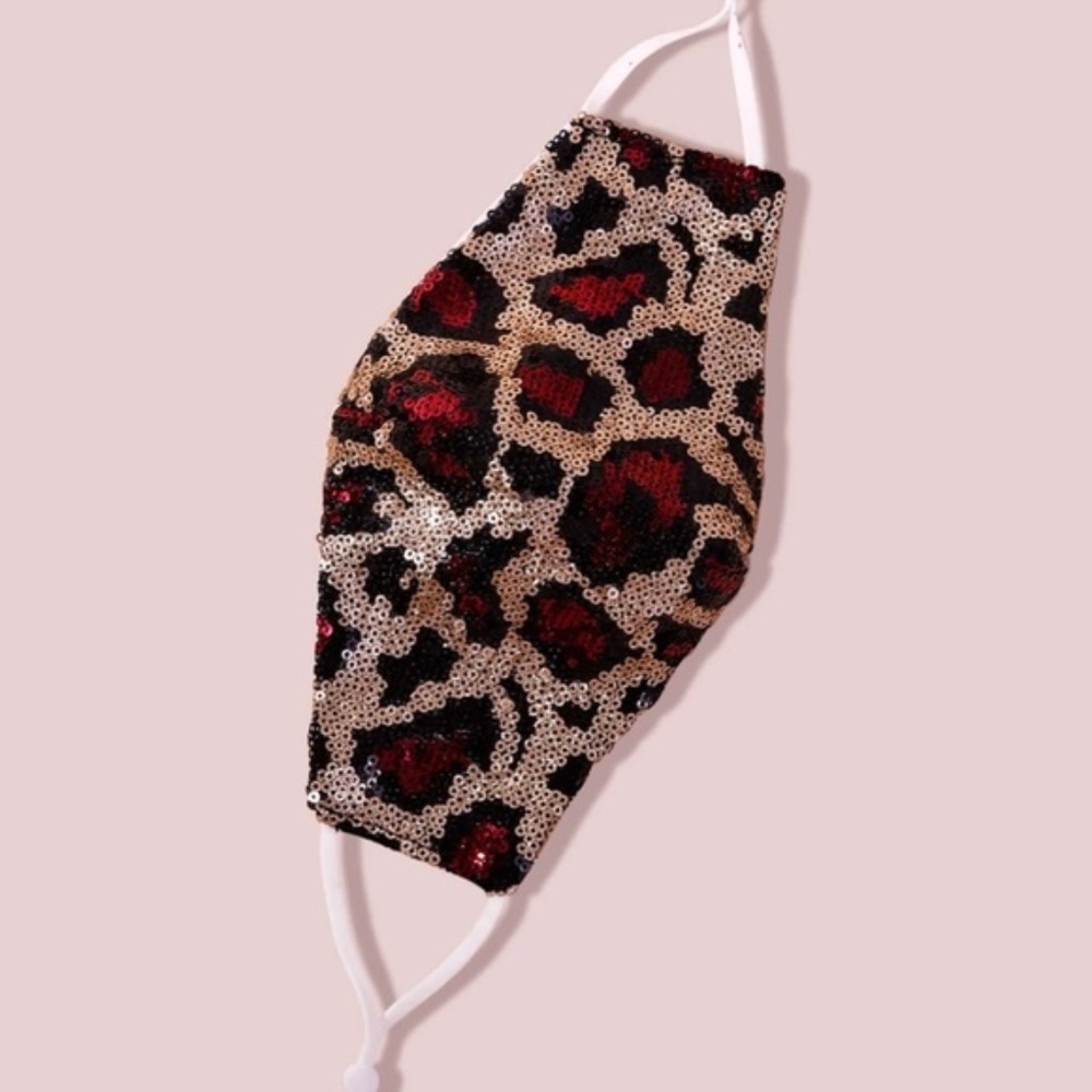 Leopard Print Sequin Face Mask